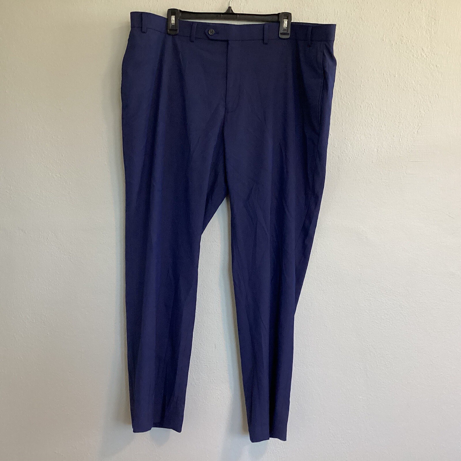 Lauren By Ralph Lauren Micro Plaid Dress Size 42x30 Classic Fit Blue Flat Front thumbnail 2