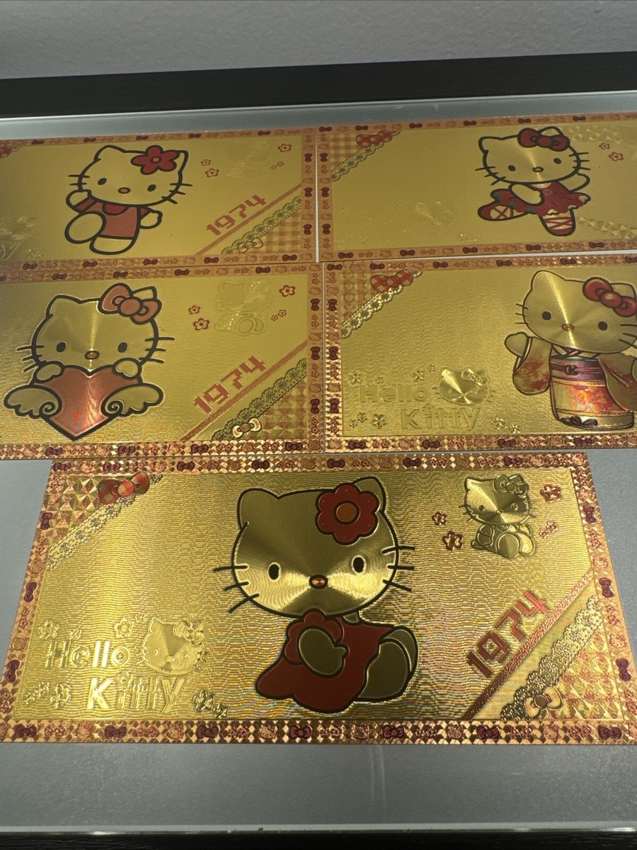 24kt Hello Kitty Gold Foil Collectible Novelty Banknote Bills 1974