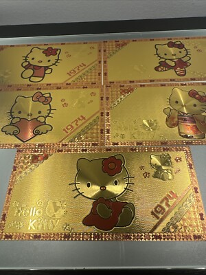 24kt Hello Kitty Gold Foil Collectible Novelty Banknote Bills 1974