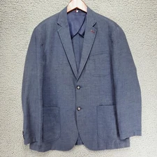 Carte Blanche Linen Cotton Blazer Men's 105 (40) Blue Slim Fit Sport Coat