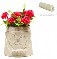 Vintage French Country Rustic Metal Garden Decor Bucket Flower Vase Plant Holder on sale Vintage French Country Rustic Metal Garden Decor Bucket Flower Vase Plant Holder on sale