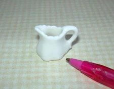 Miniature Scalloped White Porcelain Pitcher, SHORT: DOLLHOUSE Miniatures 1:12