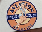 Union Aviation gasoline oil garage racing vintage round metal sign Reproduction