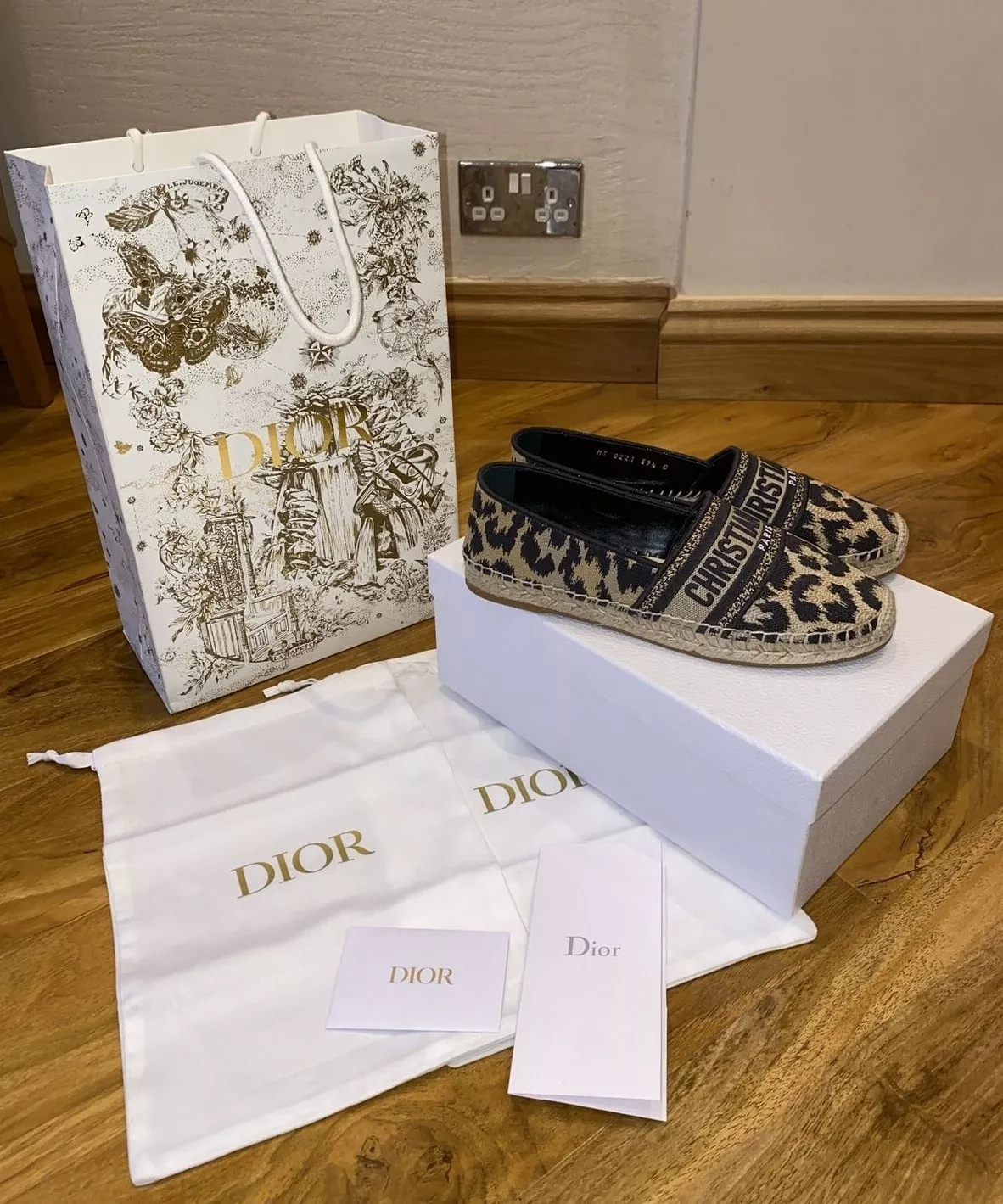 BN CHAUSSURES PLATES CHRISTIAN DIOR GRANVILLE LÉOPARD ESPADRILLES TAILLE 6,5 39,5
