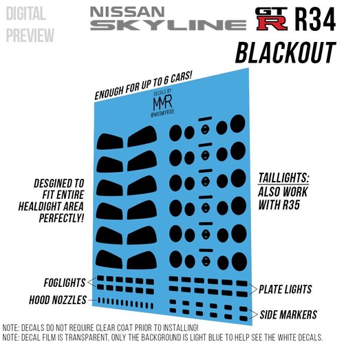 1/64 NISSAN GTR R34 Calcomanías de tobogán acuático personalizadas Faro Luz trasera R35 para Hot - Imagen 13 de 27