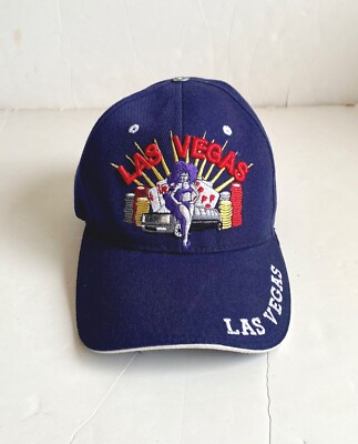 Vintage Las Vegas Baseball Cap Gambling Chips Playing Cards Limo Casino Nevada