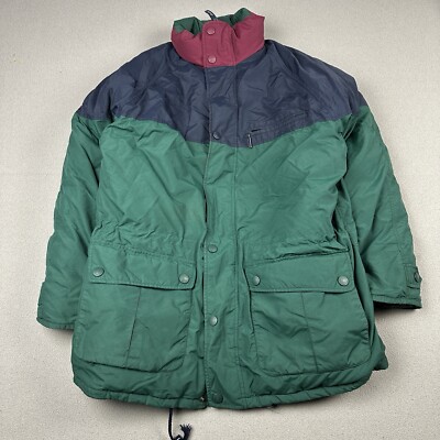 Vintage Eddie Bauer Blizzard Proof Down Jacket Parka Hoodie Goose XL Tall Green