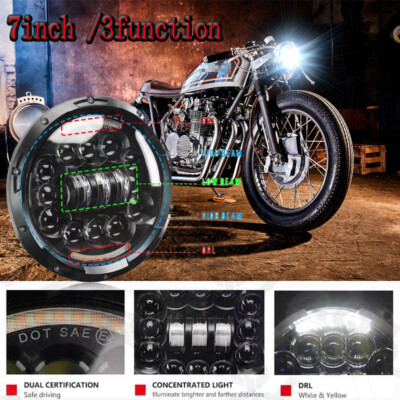 7''inch Motorcycle Hi Low Headlight Round LED Projector for Motors Cafe Racer