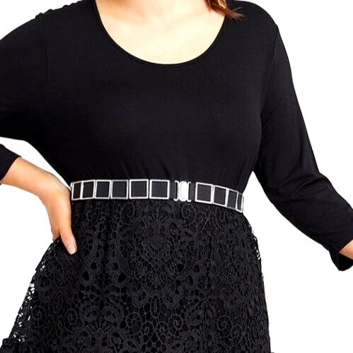 TS TAKING SHAPE plus sz L - XL  (20,22,24) Black Silver Stretch Belt shaping NWT