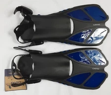 Black/Blue CAPAS Travel Snorkel Swim Fins,  Size Sm/ Med, US Men's 4.5 - 8.5