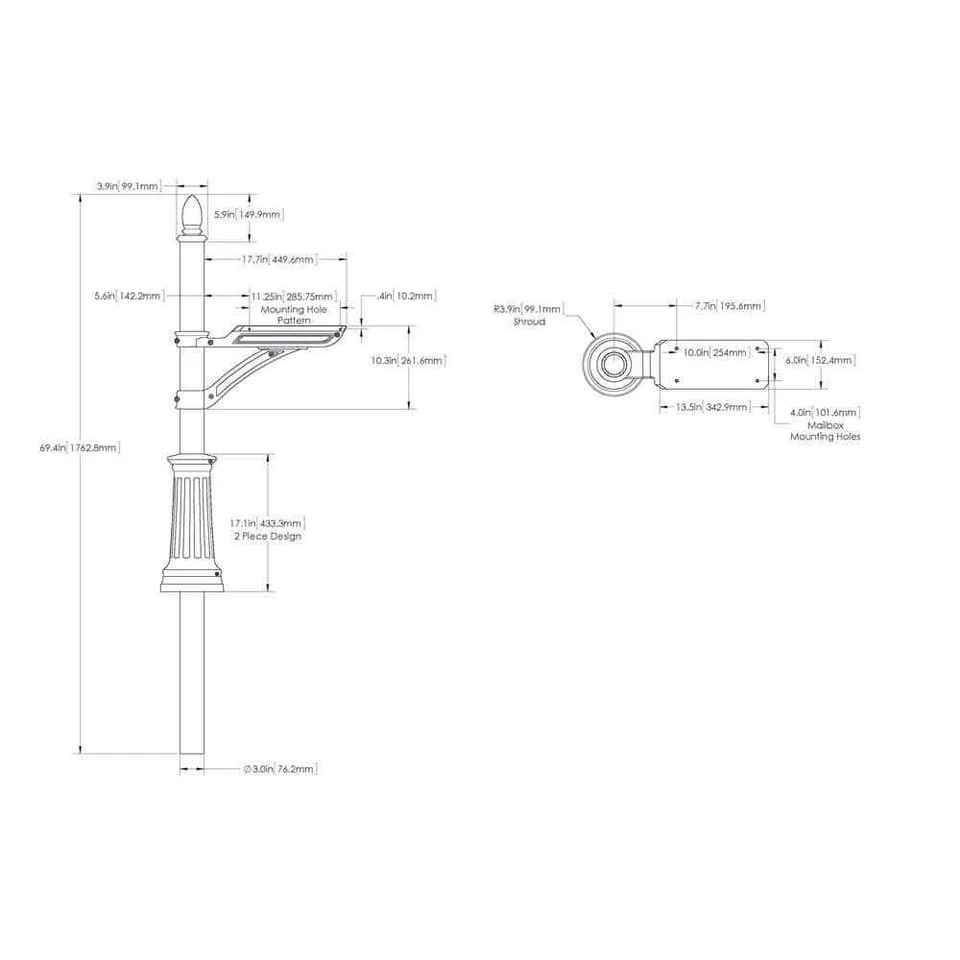 Architectural Mailboxes Hamilton Black In-Ground Steel Mailbox Post - Image 4 of 4
