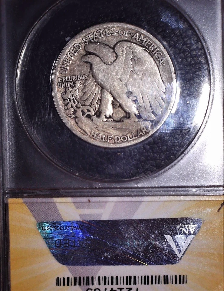 1917-D Walking Liberty Half Dollar ANACS VG10 , Obverse Mint Mark - Image 2 of 2