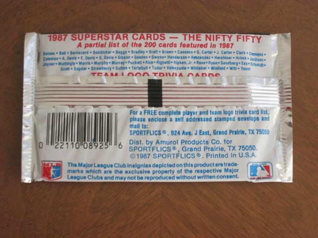 1987 SPORTFLICS MAGIC MOTION BASEBALL CARD PACK 1987 COLLECTOR S 