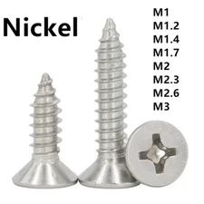 Nickeled Steel Phillips Countersunk Self Tapping Sheet Metal Screws M1 - M5