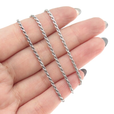 925 Sterling Silver Italy Twisted Rope Chain Necklace 14