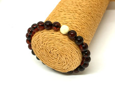 AMBER BRACELET Gift CHERRY Baltic Amber Round Beads Elastic Jewelry 6,5g 16353