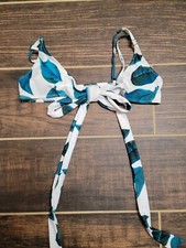 Sz Med Tropical Jungle Tie Front Padded Bikini Swim Top Adjustable Straps