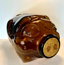 Libbey Brown Glass This Little Pig Went To Market 5 Gallon Piggy Bank Cork Nose