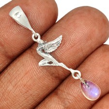 Fairy - Natural Rainbow Moonstone 925 Sterling Silver Pendant Jewelry CP46565