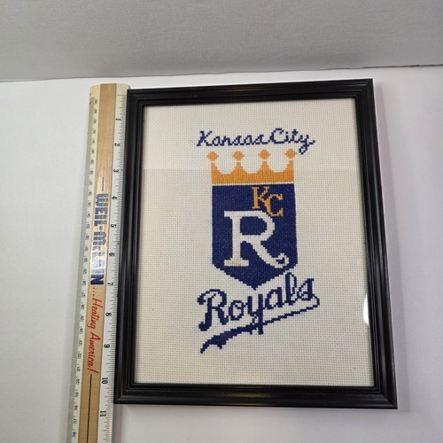 Vintage Kansas City Royals, Kreuzstich Nadelspitze gerahmtes MLB Baseball Bild - Bild 5 von 5