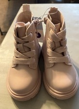 Cat  Jack Toddler Girls Amaya Side Zip Lace-Up Combat Boots Blush 6T