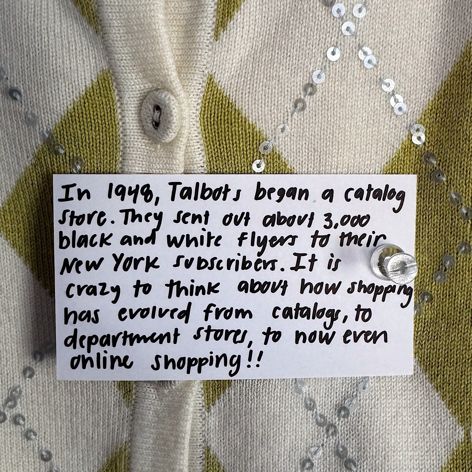 Talbots Petites Argyle Sequin Button Cardigan Swe… - image 3