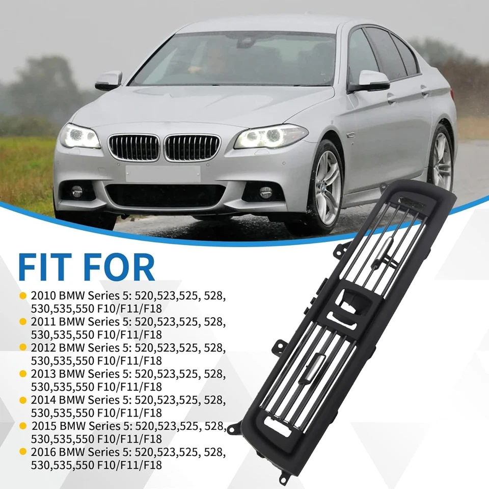 Center Dash AC Heater Air Vent Black for BMW 528i 528i xDrive 530i 535d xDrive - Imagem 3 de 4