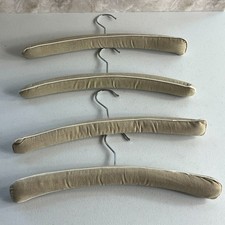 Set Of 4 Linen Covered Padded Hangers With Silver Hardware