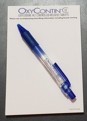 OxyContin Drug Rep Pen Purdue Pharma Oxycodone & 50 Sheet Sticky Notepad 4 X 6