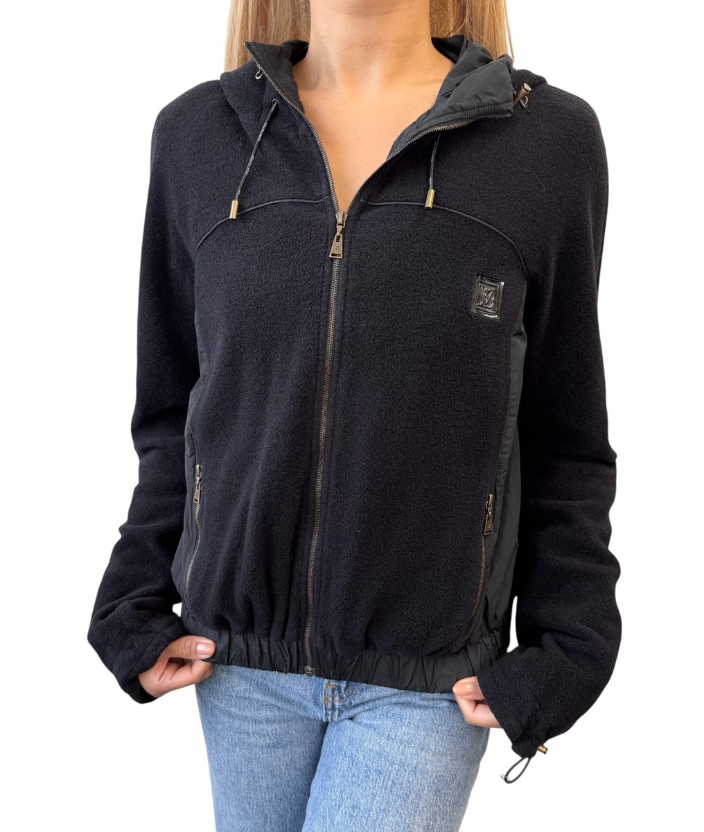 LOUIS VUITTON Vintage Logo Full Zip Up Hoodie Jacket #L Black