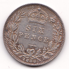 Sixpence 6d 1888 Queen Victoria Jubilee Head