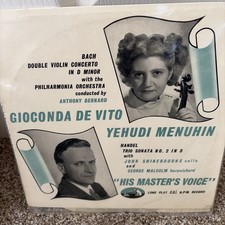 HMV UK 10" Mono Bach/Gioconda De Vito/Menuhin Double Violin Concerto NM- Tested