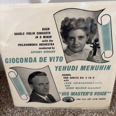 HMV UK 10'' Mono Bach/Gioconda De Vito/Menuhin Double Violin Concerto NM- Tested