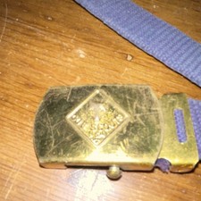 Vintage Cub Scouts Boy Scouts Brass Belt Buckle with Blue Web Belt