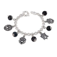 Gerardo Sacco Bracciale con Perle e Monete in Argento 925