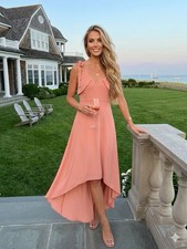express Coral Tie- Shoulder High Low Dress 