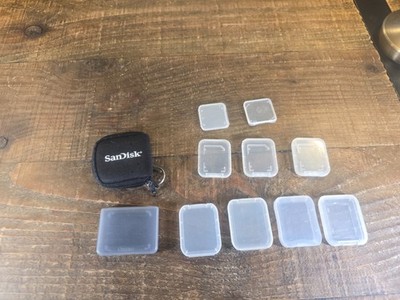 Lot of 8 SD SDHC Memory Card Plastic Storage Case and 1 Sandisk Pouch Wallet
