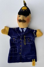 Vintage Steiff 1984-1990 Hand Polizist 7057/28 Policeman Puppet Button Flag