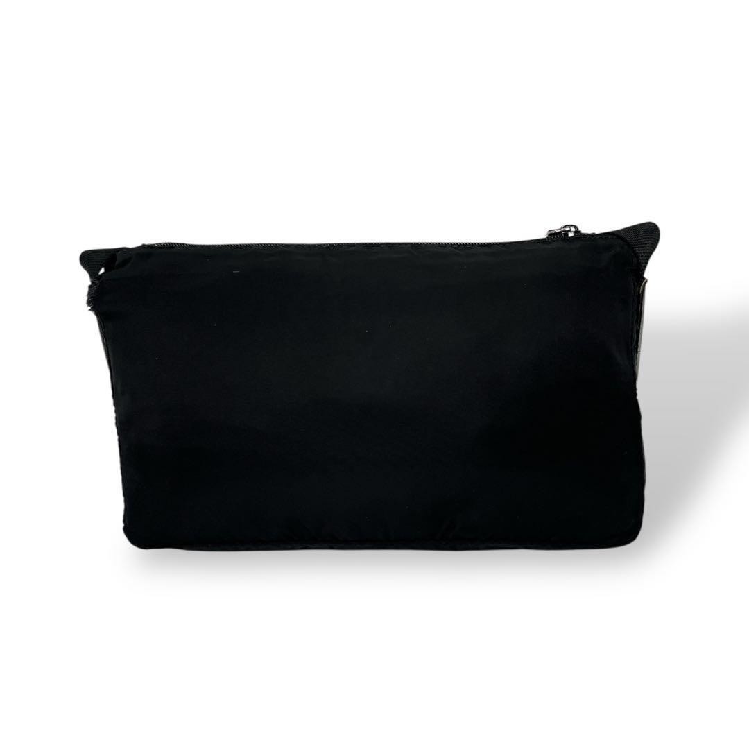 Prada Nylon Leather Black Shoulder Bag Y2K Triangle Logo Vintage Authentic thumbnail 3