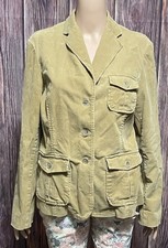 Lands End Women Corduroy Blazer Size 12 Tan Pockets Academia Preppy