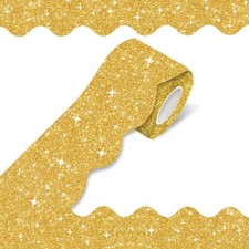 100Ft Shine Scalloped Bulletin Board Border- Gold Bulletin Board Border, Shin...