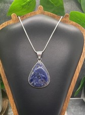 20 Necklace 1.95 Sodalite Gemstone Pendant 925 Silver Plated New B7205