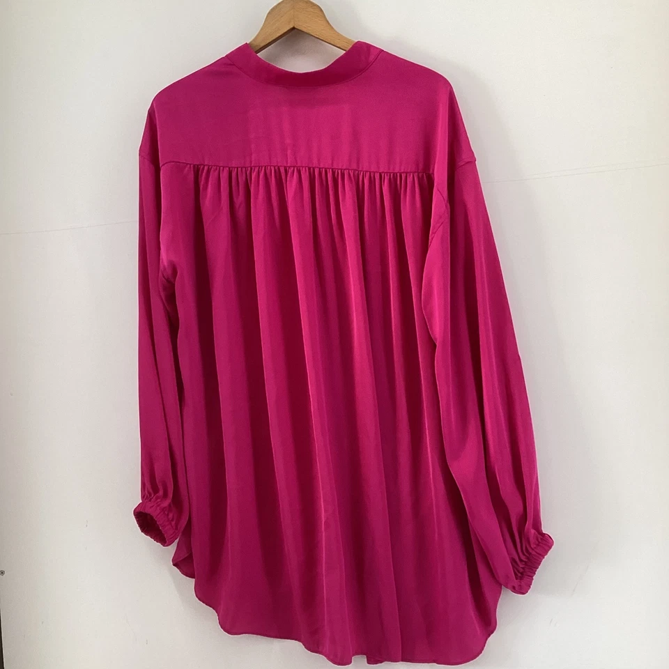 Et Vous Hot Pink Collared V Neck High Low Blouse 18 - Image 4 of 4
