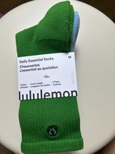NWT Lululemon Daily Essential Socks 3 Pack - LEON/SEAF/WHT - Size M