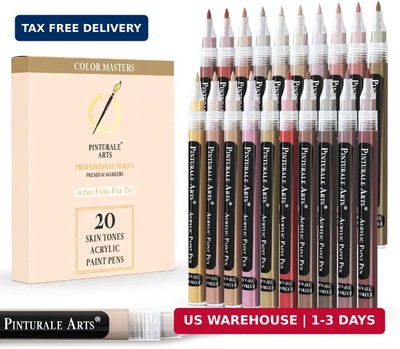 Pinturale Arts  Acrylic Paint Markers Skin Tone | Set 20 Skin Tone Paint Markers