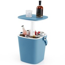 COSTWAY Portable Cooler Side Table 15L Beer and Wine Cooler with Lift Top Lid