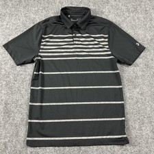 Under Armour Polo Shirt Mens Small Black Stripe HeatGear Golf Performance Top