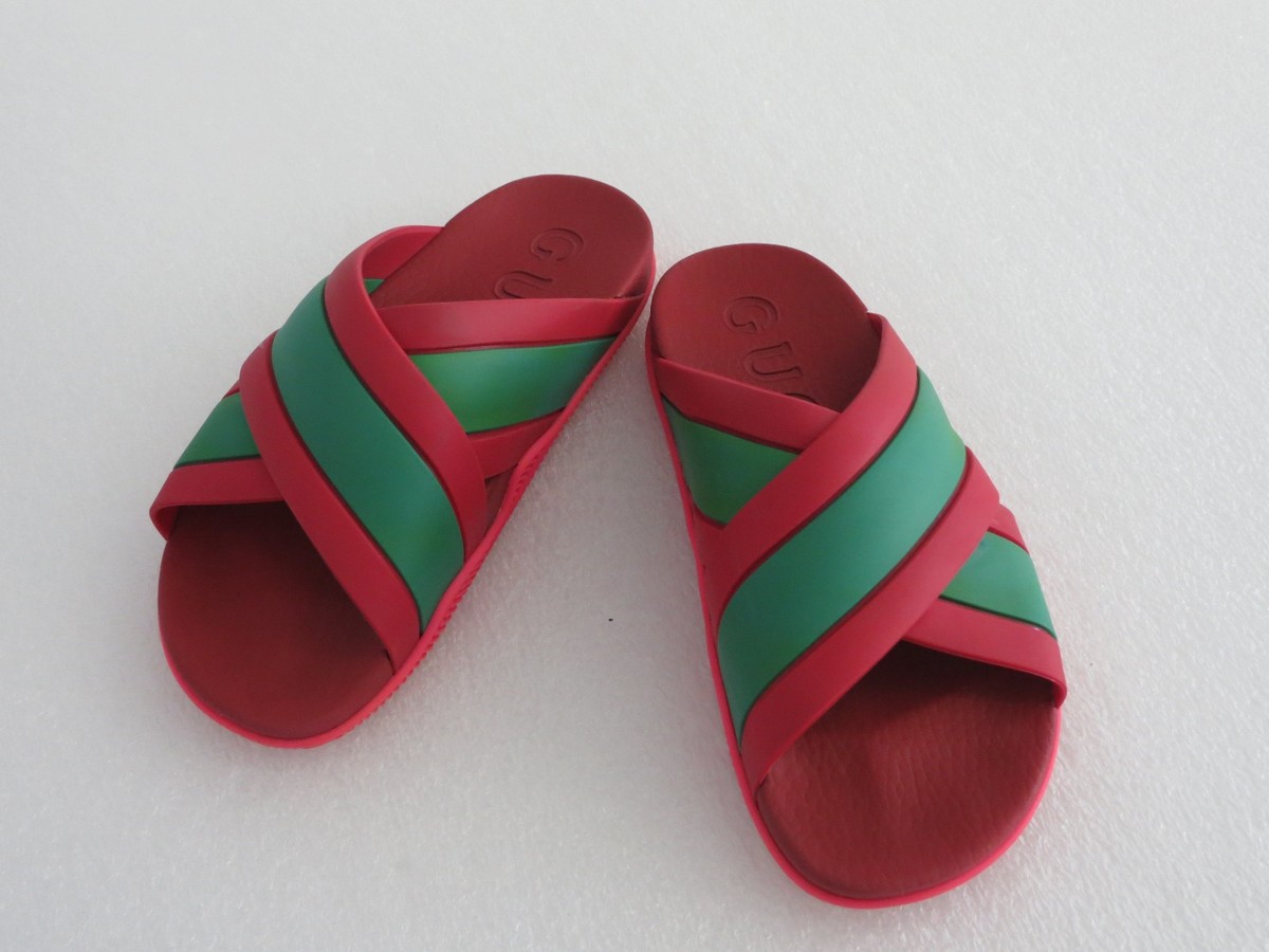Authentic Women Gucci Web Stripe Slides Sandal 627820-j8700 US7 | eBay