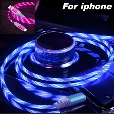 1M LED Light-Up Charging Cable Flowing LED Charger Cord for iPhone 11/12/13 etc.