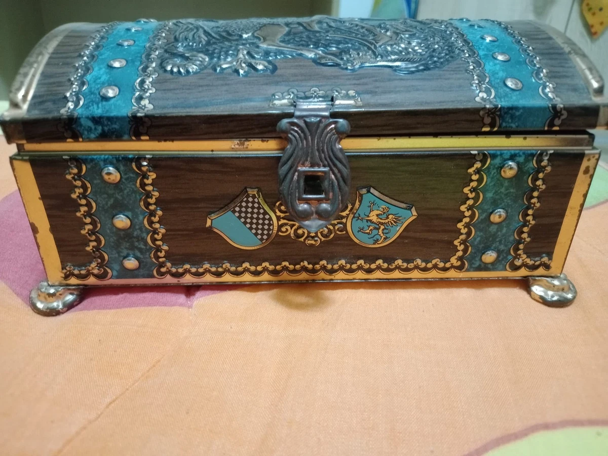 Powerhouse24 Valigetta In Latta Globetrotter 2,5L - Scatola Regalo Viaggio, Porta Biscotti, Decorazione